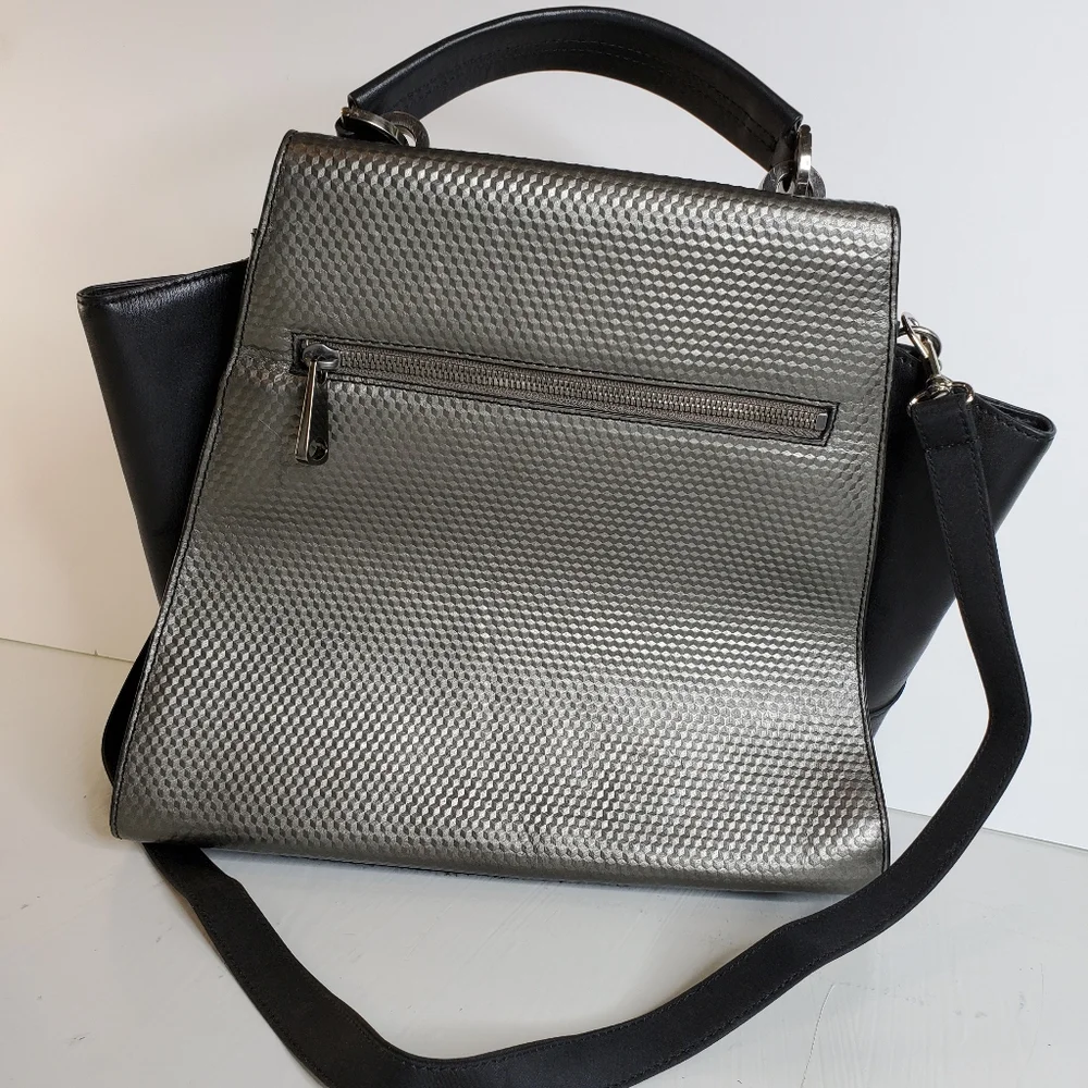 Zac Posen Black and Gunmetal Eartha Satchel